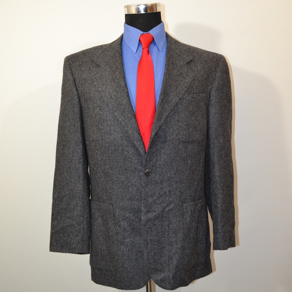 Riggings 40R Sport Coat Blazer Suit Jacket Black G